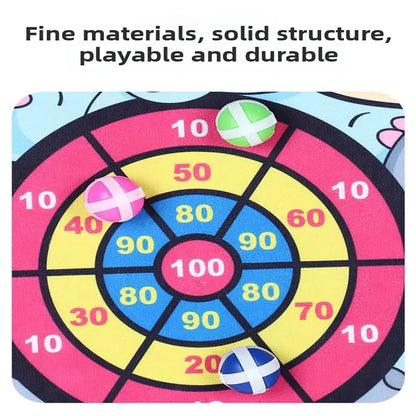 1set- Dart Board for Kids with 3 Sticky Balls Indoor Outdoor Sport Party Games Cartoon Animal Dart Board Toys Christmas Gift