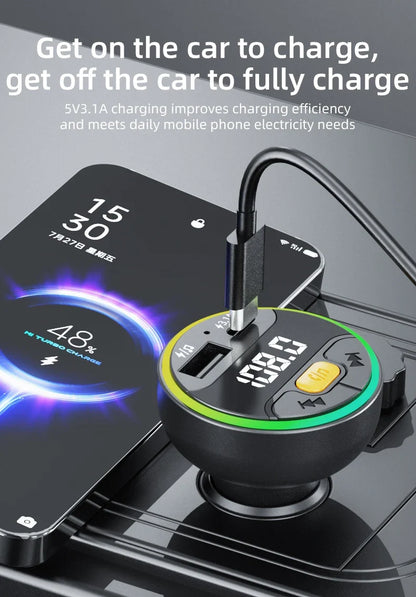 Car FM Transmitter Bluetooth 5.3 Handsfree Wireless Car Kit USB C Car Charger Auto Radio Fm Modulator Mp3 Player Adapter