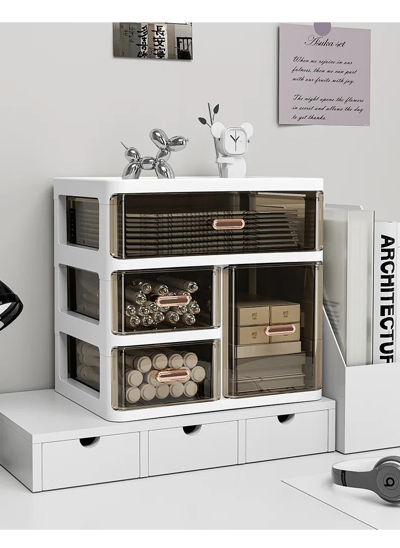 Desktop Large Capacity Storage Box Makeup Table Skincare Organizer Multi-Layer Drawer Storage Box for Students