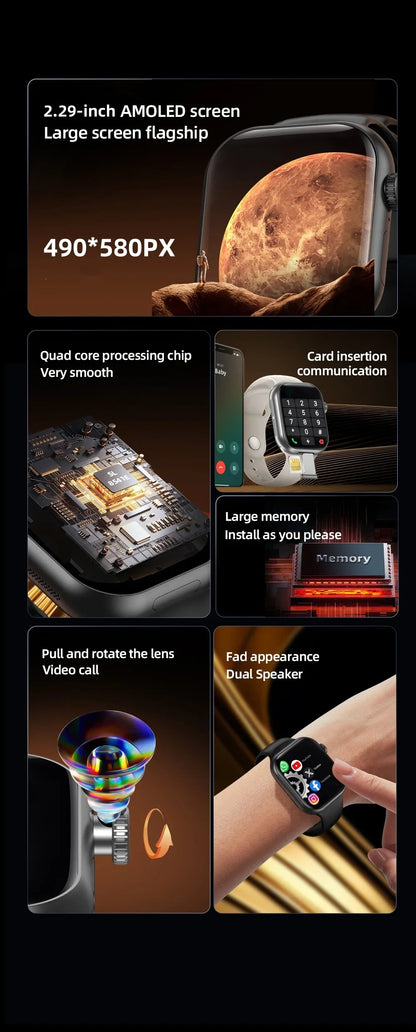 VP39 5G Smartwatch S11 Plus 5G LTE Android 12.0 Smart Watch With 190° Rotating Camera GPS WIFI Compass Play Store Sim Card Slot