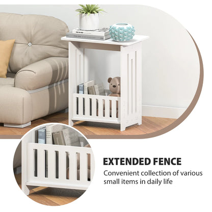 EFAN Bedside Table, White Modern Bedside Cabinet Nightstand Wooden Sofa Table Side Table, Small Narrow Side End Table Cabinet