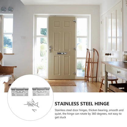 2Pcs Premium Stainless Steel Furniture Hinge Thicken Bearing Anti Rust Quiet Closing Door Hinge for Wooden Door Shed Warehouse