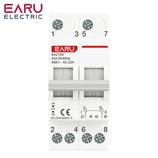 Din Rail 2P 40A 63A AC400V 50/60Hz Modular MTS Dual Power Manual Transfer Switch Isolating Discounnecting Switch Circuit Breaker