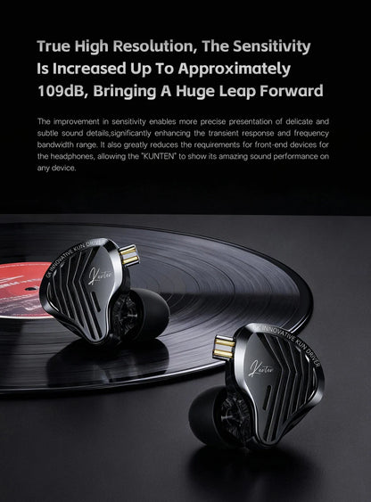 GK KUNTEN Dynamic Drive Heavy Bass Earbuds HIFI Sports Metal Headphones Detachable 2PIN Compatible with KZ Zenith EDX PRO
