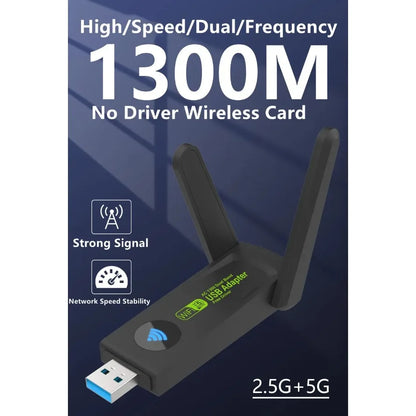 1300Mbps USB3.0 WiFi Adapter Dual Band 2.4G+5Ghz Wireless WiFi Dongle Antenna USB Ethernet Network Card Receiver for PC Desktop