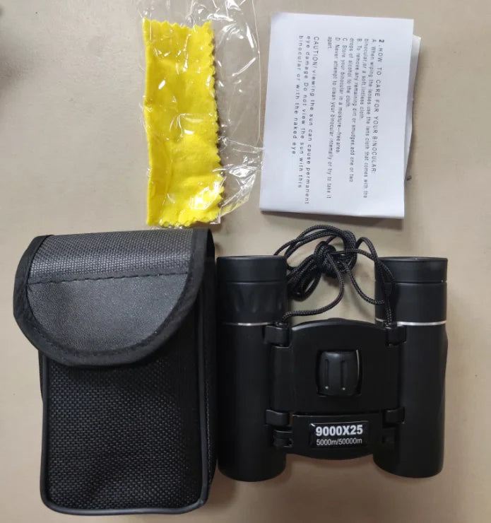 9000x25 HD Zoom Portable Powerful Binoculars Long Range BAK4 Telescope Jumelles Folding Optics for Outdoor Hunting Camping