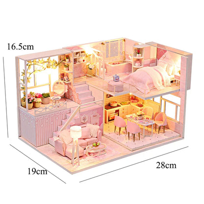 DIY Doll Houses Kits 3D Wooden Puzzles Mini Doll House Assembly Building Furniture Handmade Toys For Kids Birthday Gifts