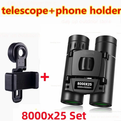9000x25 HD Zoom Portable Powerful Binoculars Long Range BAK4 Telescope Jumelles Folding Optics for Outdoor Hunting Camping