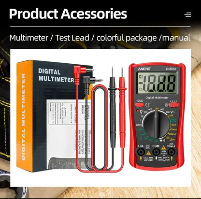 Smart Digital Multimeter Automatic 1999 Count AC/DC Current Voltage Handheld ANENG DM850 Buzzer Resistance Diode Electrician Tes