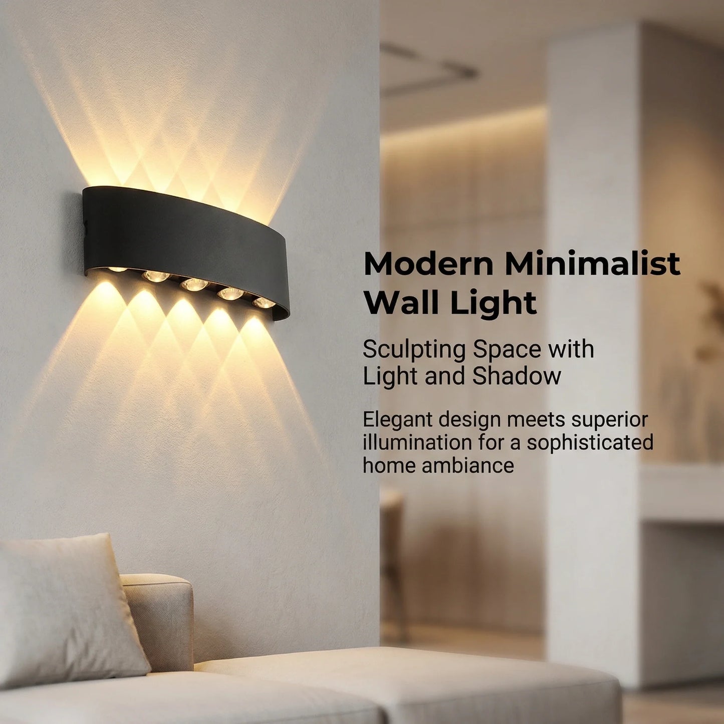 LED Wall Sconces 2W/4W/6W/8W/10W Modern Wall Light, Hardwired Aluminum Wall Lamp,Black Up Down Wall Mount Lights for Living Roo