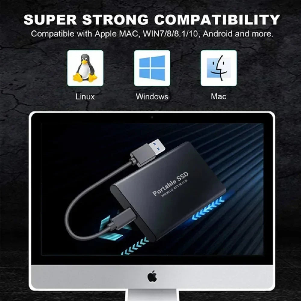 New External Hard Drive 2TB Portable SSD 4TB High-Speed Hard Disk 128TB Mass Mobile Solid State Drive USB3.1 for Laptops/PC/MAC