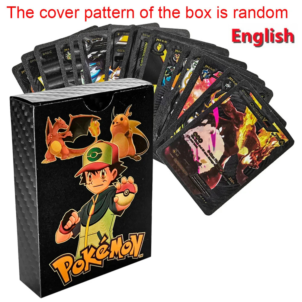 Pokemon Rainbow Gold Silver Black Foil Vmax Gx Cards Golden Letters English Game  Collection Battle TrainerCard Series Gift