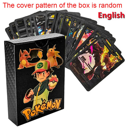 Pokemon Rainbow Gold Silver Black Foil Vmax Gx Cards Golden Letters English Game  Collection Battle TrainerCard Series Gift