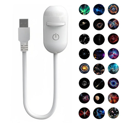 2 In 1 Usb Mini Galaxy Star Projector Night Light 12 Films Starry Sky Ambient Light For Car Home Decoration For Adults And Kids