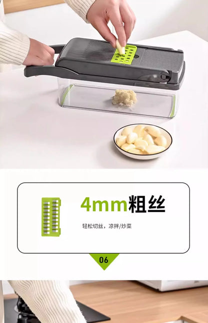 16 in 1 Handheld Slicers Dicers Graters, Multifunctional Vegetable Chopper Kitchen Food Tool with Container & Safety Guard