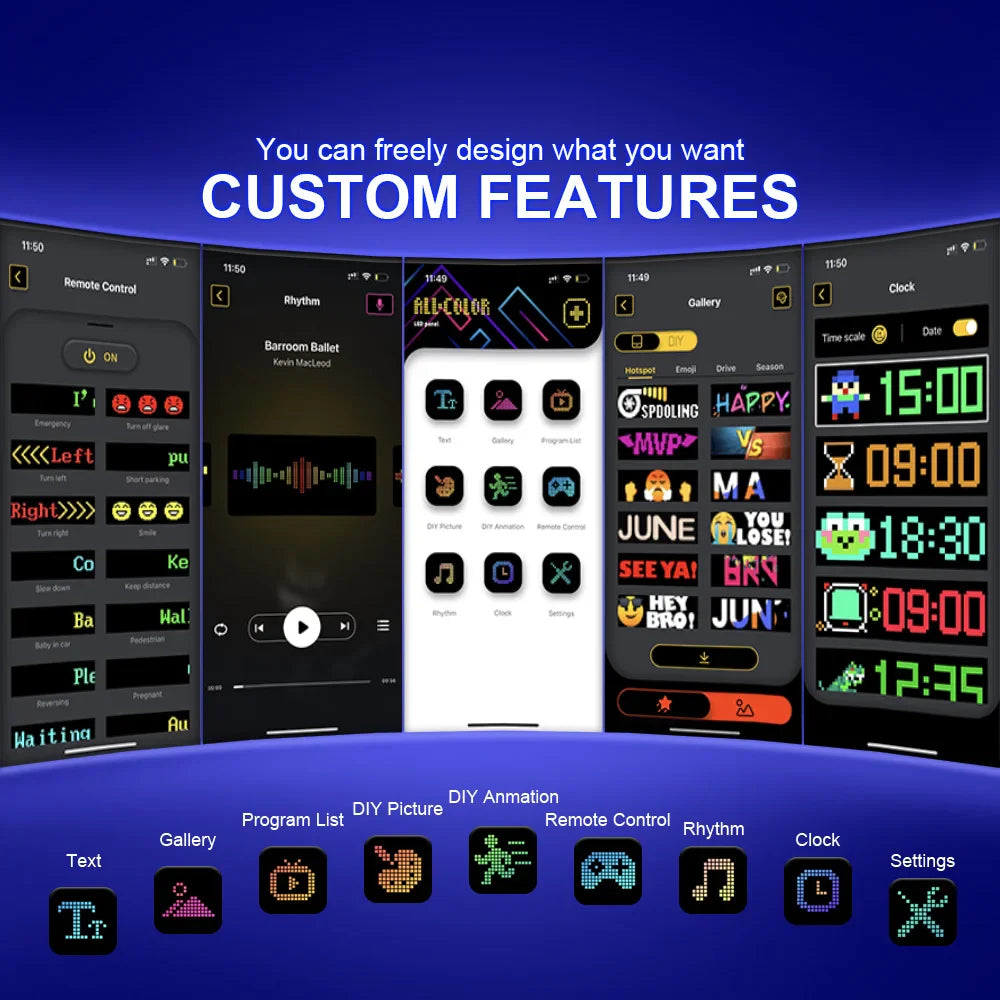 Car Scrolling Advertising Display Programmabl USB APP Control Customizable DIY Bluetooth RGB LED Sign Text Pattern Animation 5V
