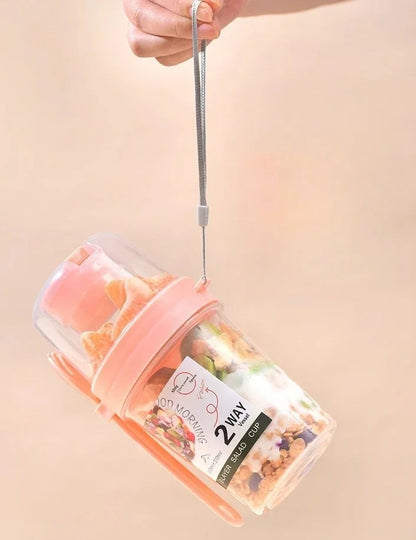 Portable Salad Cup Breakfast Cup Food Stratification Yogurt Cereal Oatmeal Snacks Parfait Containers Fruit Box Cup With Lid Fork
