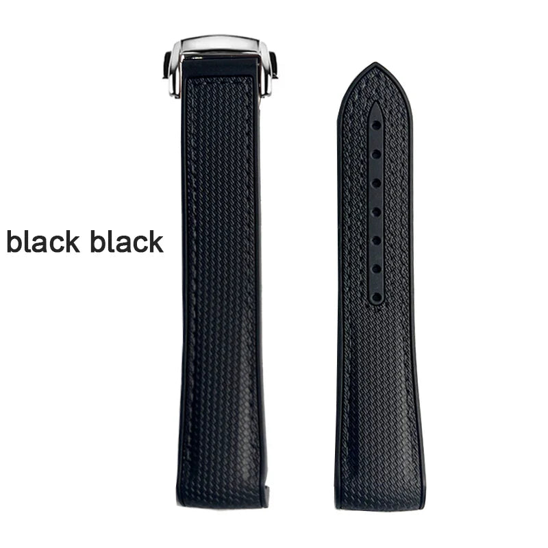 Curved End Strap 20mm for Omega X Swatch Joint MoonSwatch Sport Silicone Rubber Folding Buckle Watch Band for Seamaster 300