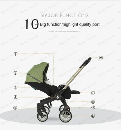EU STOCK Foldable Lightweight baby stroller Multifunctional Four Wheels poussette bebe 3 en 1 Portable baby wagon