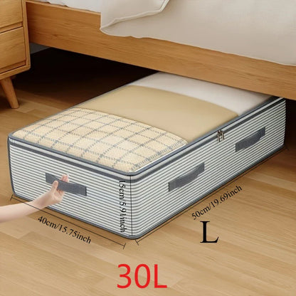 Large Capacity Clothes Storage Bag Heavy Duty Non-woven Organizer Box Clear Window for Comforters Blankets Bedding Under Bed