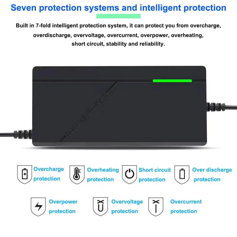 36V 48V 60V 72V Charger 2A 3A 5A Lithium Battery Pack 42 54.6 67.2 84V 10 13 16 20S DC EU Smart Intelligent Fast Charging Charge