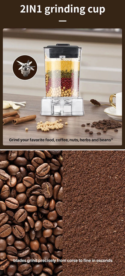 6000W Heavy Duty Commercial Blender Food Processor Stationary Mixer Ice Smoothies for Kitchen High Power Juicer Blender BPA Free