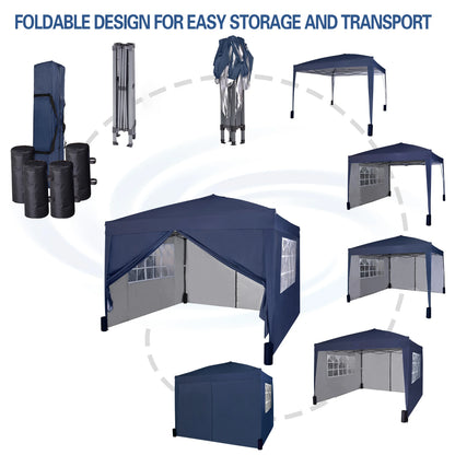 mcc direct Pop-up Gazebo 3m x 3m with Sides & 4 Weight Bags & Silver Protective Layer Waterproof Marquee Canopy WS