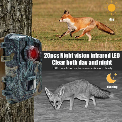 Hunting Trail Camera 16MP 1080P Wild Animal Detector Trail Camera HD Waterproof Monitoring Infrared Heat Sensing Night Vision