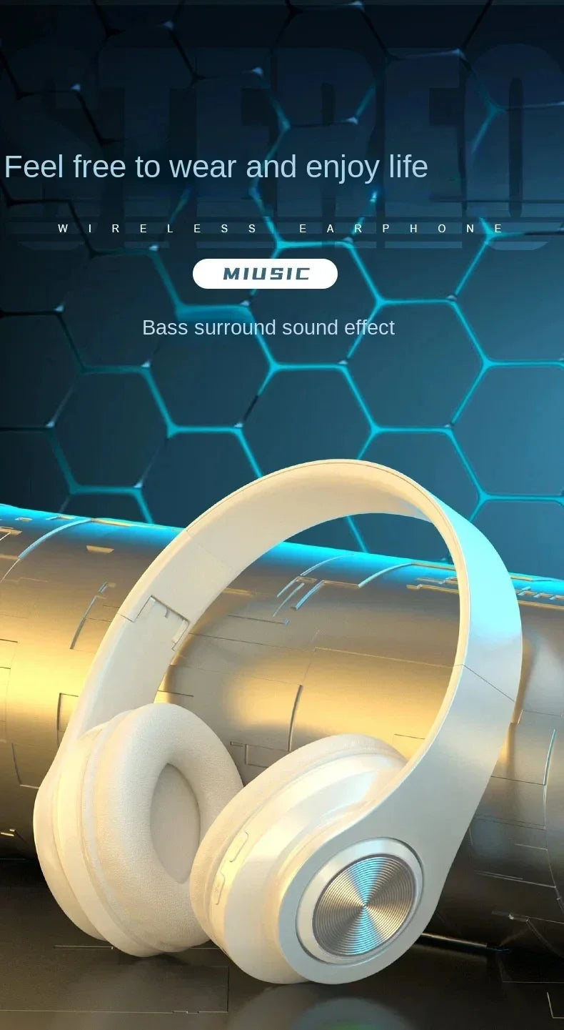 Bluetooth Headphones RGB Lighting Noise Cancellation Foldable Headsets Over Ear Stereo HIFI Sports Headset TF Music Player B39
