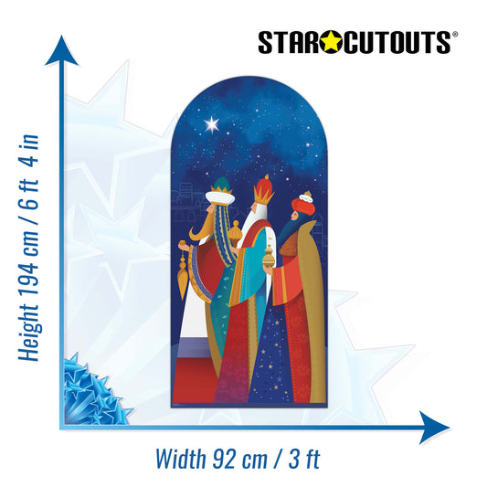 SC4199 Three Kings Christmas With Gifts Cardboard Cut Out Height 194cm
