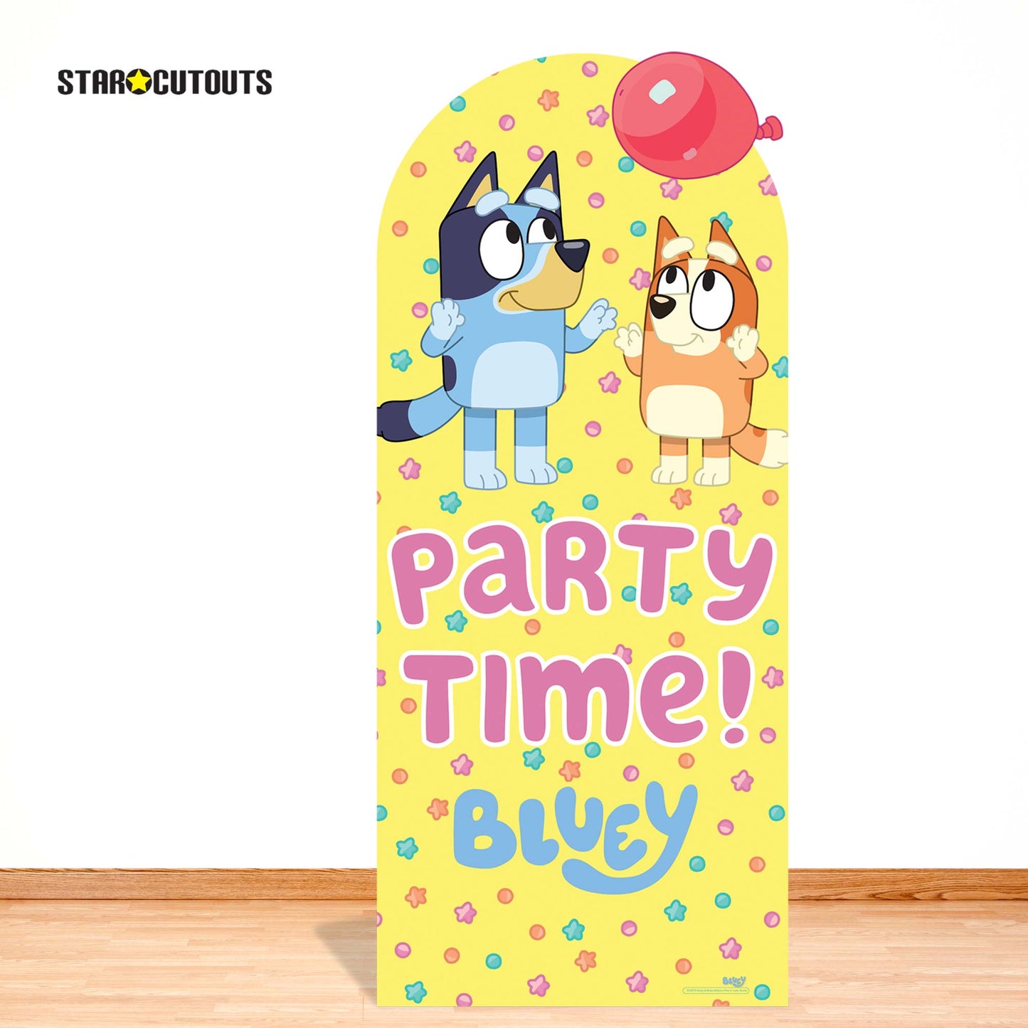 SC4573 Bluey and Bingo Balloon Party Time Large  Backdrop Cardboard Cut Out Height 185cm