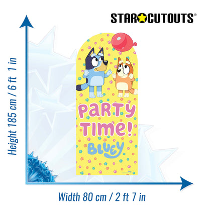 SC4573 Bluey and Bingo Balloon Party Time Large  Backdrop Cardboard Cut Out Height 185cm