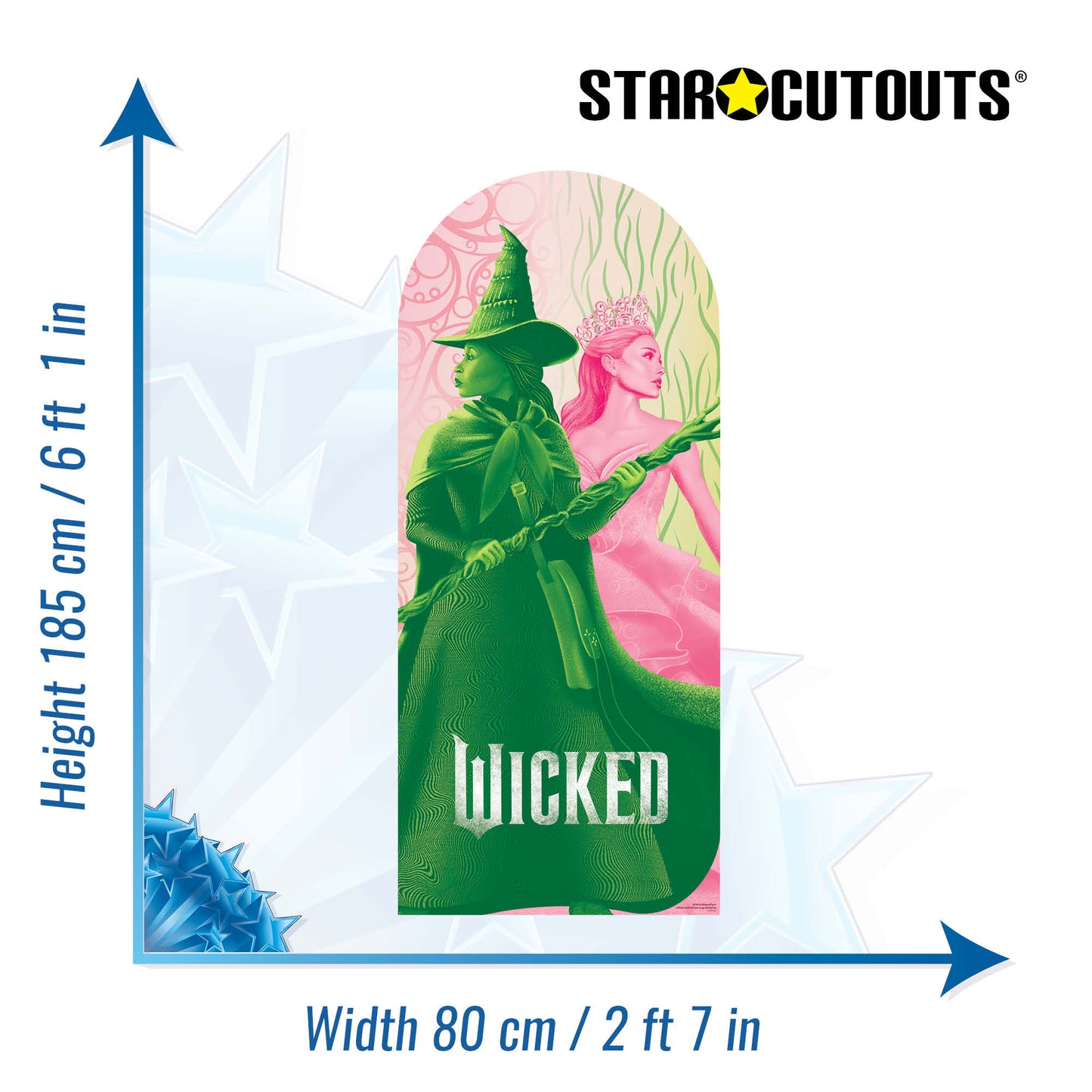 SC4619 Wicked Glinda and Elphaba Logo Backdrop Single  Cardboard Cut Out Height 185cm