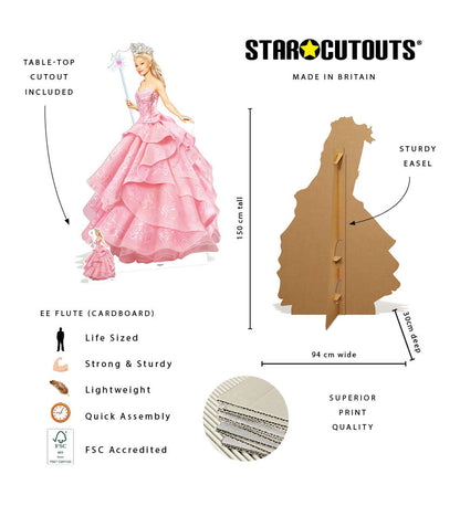 SC4628 Glinda Wicked Pink Witch Cardboard Cut Out Height 150cm