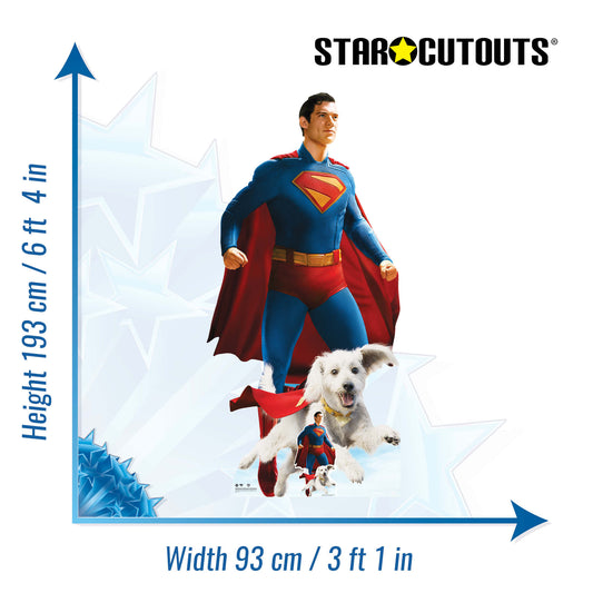 SC4730 Superman David Corenswet  Flying and Krypto Cardboard Cutouts Height 193cm