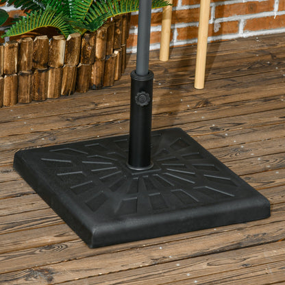 Outsunny 19kg Resin Garden Parasol Base Holder, Square Outdoor Market Umbrella Stand Weight for Poles of \'ce\'a632mm, \'ce\'a638mm, and \'ce\'a648mm, Black