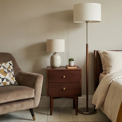 Scandinavian Walnut Oslo Bedside Table
