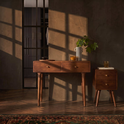 Scandinavian Walnut Logan Narrow Bedside Table