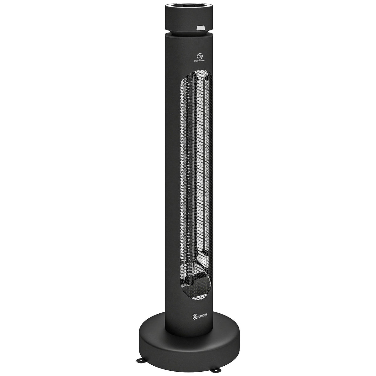 Outsunny 2000 W Electric Infrared Patio Heater, Free Standing Oscillating Outdoor Garden Heater with Knob/Remote Control, Black
