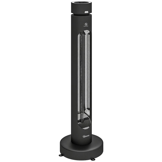Outsunny 2000 W Electric Infrared Patio Heater, Free Standing Oscillating Outdoor Garden Heater with Knob/Remote Control, Black