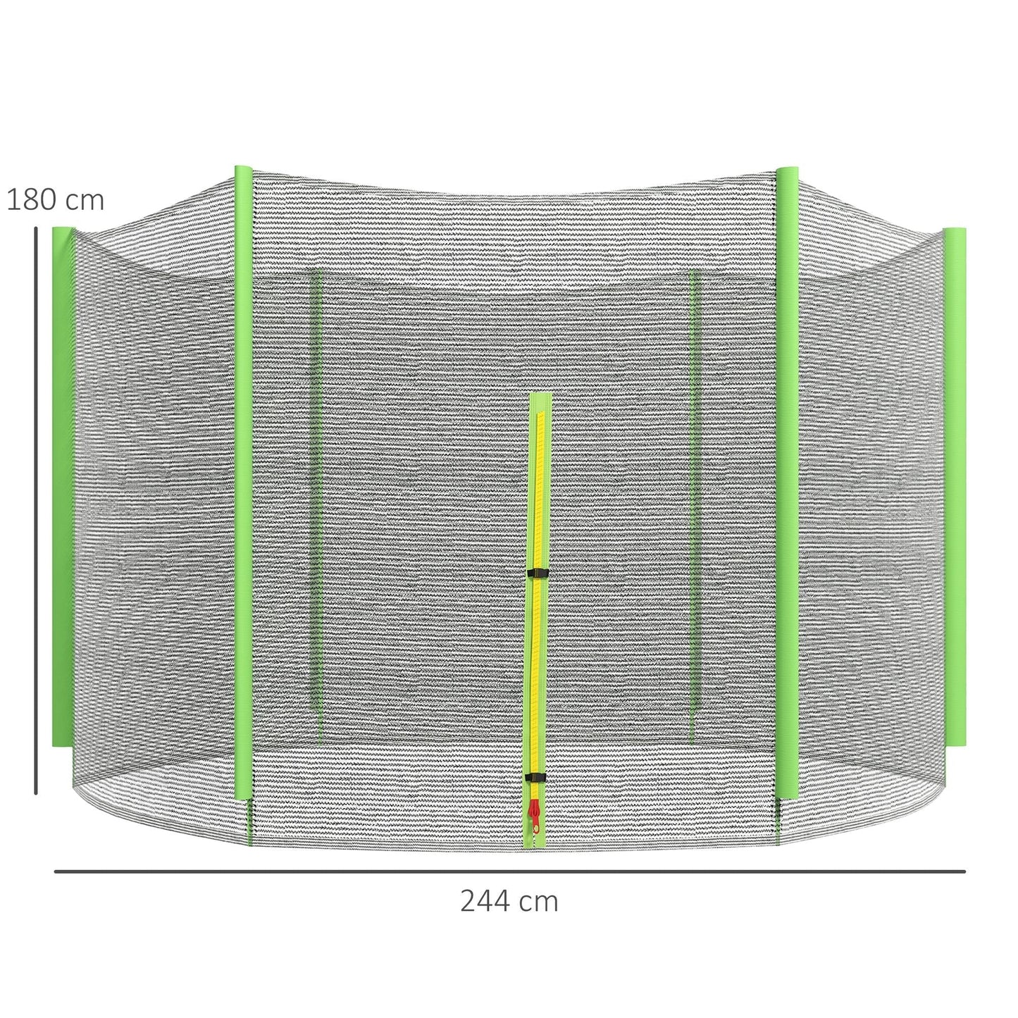 SPORTNOW 8ft Trampoline Net Replacement with 6 Plastic Pole Covers, Weather-Resistant Trampoline Netting Replacement with Zipped Entrance, Poles Not Included, Green