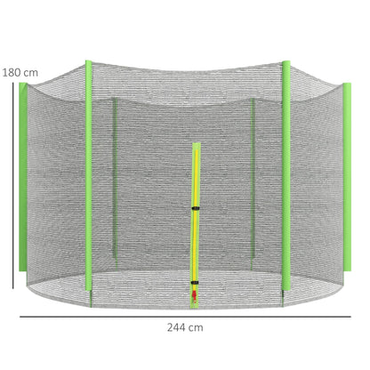 SPORTNOW 8ft Trampoline Net Replacement with 6 Plastic Pole Covers, Weather-Resistant Trampoline Netting Replacement with Zipped Entrance, Poles Not Included, Green