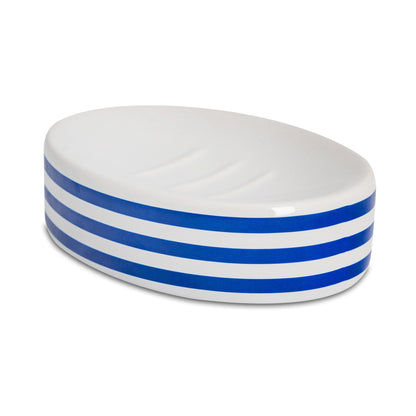 Blue Striped Ceramic Soap Dish