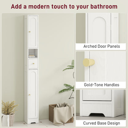 HOMCOM 185 cm Tall Bathroom Cabinet with Arched Doors - White