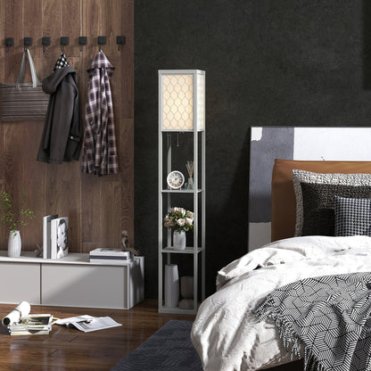 HOMCOM Three-Shelf Standing Lamp - Grey/White