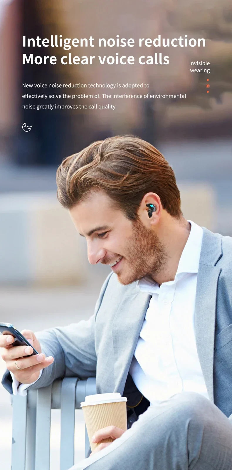 Sleep Wireless Earphone TWS Bluetooth 5.3 Headphones Hidden Earbuds IPX5 Waterproof Noise Reduction Sports Headset