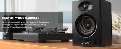 OHAYO 60W Computer Speakers for Music Gaming, Active Bluetooth 5.3, Stereo 2.0 Speakers for Desktop PC or Laptop, Aux RCA Input