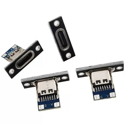 USB 3.1 Type C Socket with Screw Fixing Plate Type-C USB Jack 3.1 Type-C 4Pin 2Pin Female Connector Jack Charging Port
