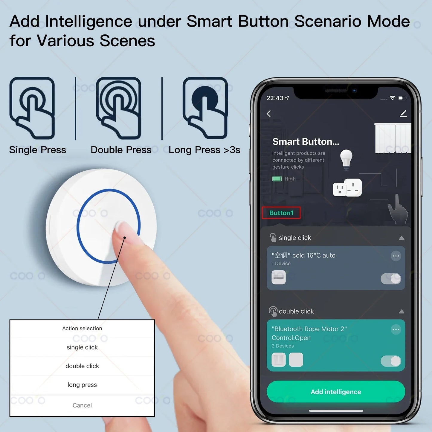 Tuya ZigBee Push Button Wireless Hand -Remoter Scene Switch Controller Battery Powered Automation App Control Device Support Z2M
