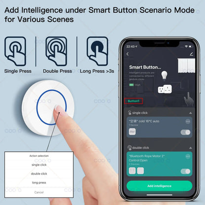 Tuya ZigBee Push Button Wireless Hand -Remoter Scene Switch Controller Battery Powered Automation App Control Device Support Z2M